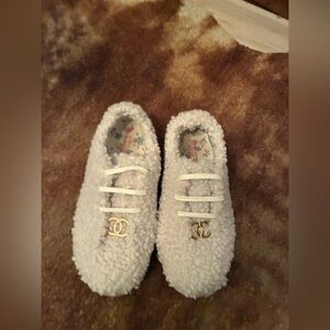 Handmade Sherpa Shoes with Gold Accents